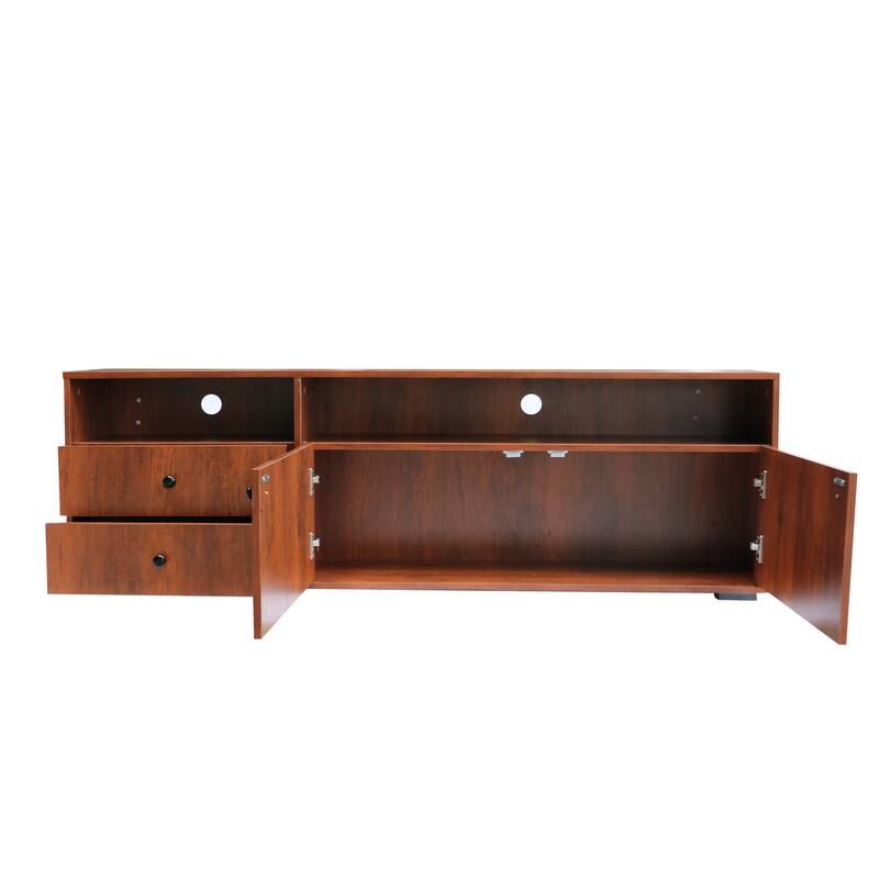 62.99 "Modern style multistorage dark brown slide rail TV for